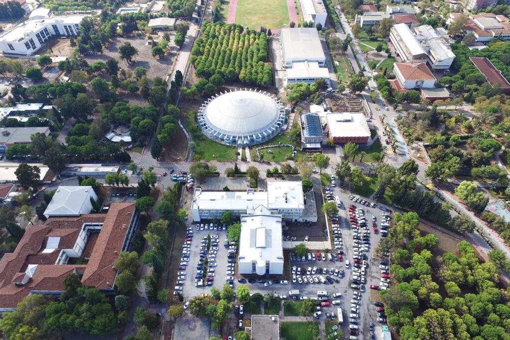 View of Ege University and city buildings in Bornova