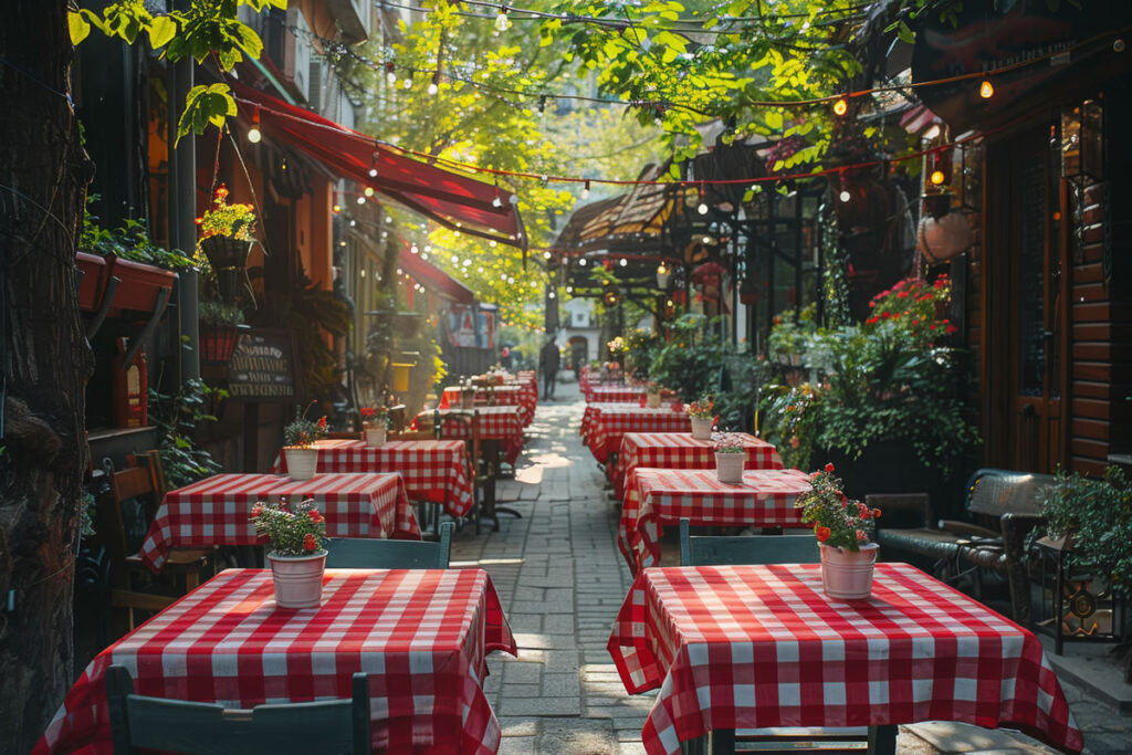 Colourful Karaköy street with cafés and art murals